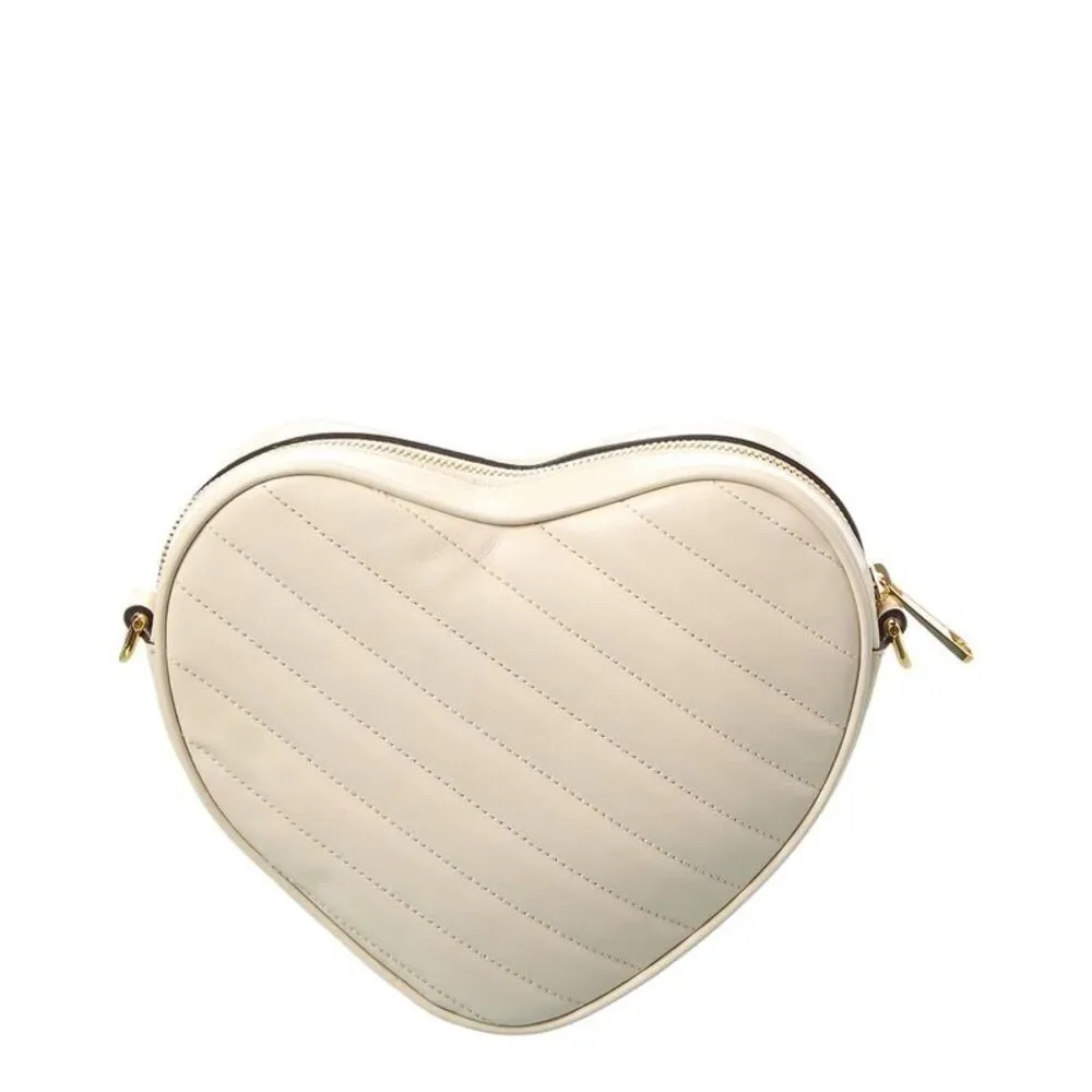 Gucci Interlocking G Mini Heart Leather Shoulder Bag, White - Picture 2 of 4